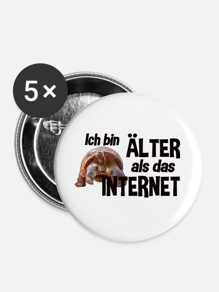 Ich bin älter als das Internet - Schildkröte - Buttons groß 56 mm (5er Pack) - Weiß