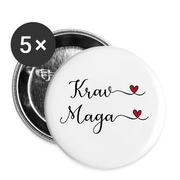 Kampfsport Herz Krav  - Buttons groß 56 mm (5er Pack) - Weiß - Vorne