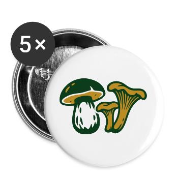 Waldpilze Natur Grafik - Buttons groß 56 mm (5er Pack) - Weiß - Vorne