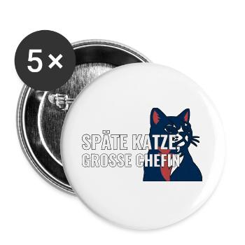 Geschenk zur Adoption einer älteren Katze - Buttons groß 56 mm (5er Pack) - Weiß - Vorne