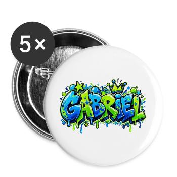Vorname Gabriel Graffiti: das Geschenk, das rockt! - Buttons groß 56 mm (5er Pack) - Weiß - Vorne