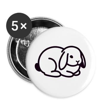 Schlappohr Hase Kaninchen Icon - Buttons groß 56 mm (5er Pack) - Weiß - Vorne