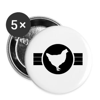 Huhn Silhouette - Buttons groß 56 mm (5er Pack) - Weiß - Vorne