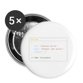 Ich arbeite mit KI – Nochmal. Aber besser. - Buttons groß 56 mm (5er Pack) - Weiß - Vorne