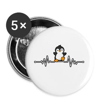 Pinguinherzschlag - Buttons groß 56 mm (5er Pack) - Weiß - Vorne