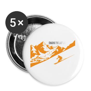 Skifahren Letztes Licht Berge Skilift  Skifahrer - Buttons groß 56 mm (5er Pack) - Weiß - Vorne