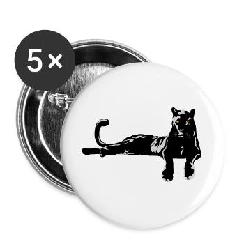 Panter mit goldenen Augen - Buttons groß 56 mm (5er Pack) - Weiß - Vorne