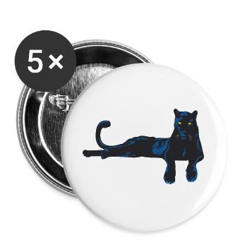 Panter mit blauen Akzenten - Buttons groß 56 mm (5er Pack) - Weiß - Vorne