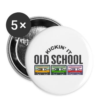 Ich mache es old school - Buttons groß 56 mm (5er Pack) - Weiß - Vorne