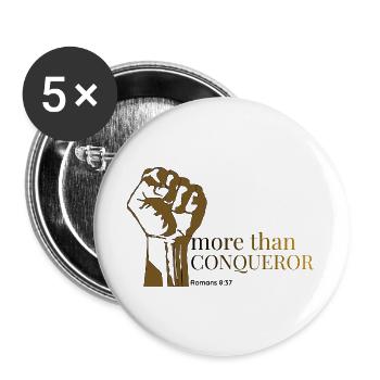 Mehr als nur Eroberer - Buttons groß 56 mm (5er Pack) - Weiß - Vorne