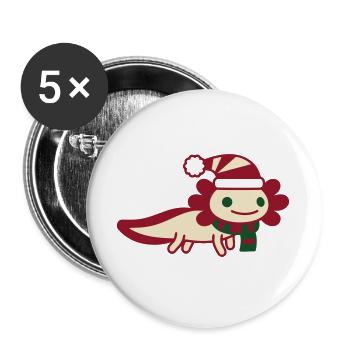 Axolotl Weihnachten Clipart - Buttons groß 56 mm (5er Pack) - Weiß - Vorne