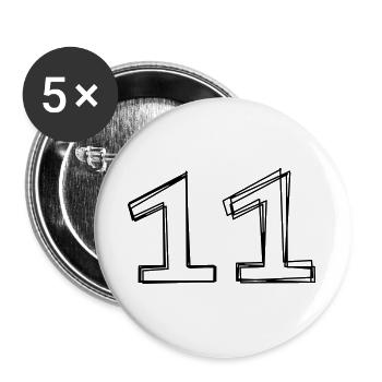 Zahl 11 handgezeichnet - Buttons groß 56 mm (5er Pack) - Weiß - Vorne