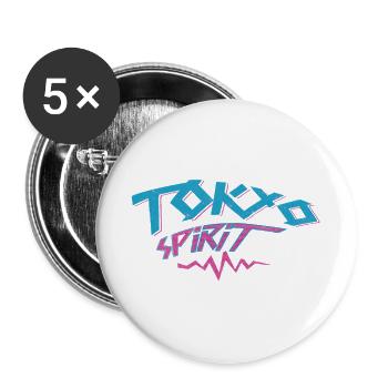 Tokio Spirit Neon-Graffiti - Buttons groß 56 mm (5er Pack) - Weiß - Vorne