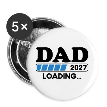 Dad 2027 Loading Papa Baby Geschenk - Buttons groß 56 mm (5er Pack) - Weiß - Vorne
