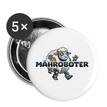 Mähroboter Cartoon Schaf - Buttons groß 56 mm (5er Pack) - Weiß - Vorne