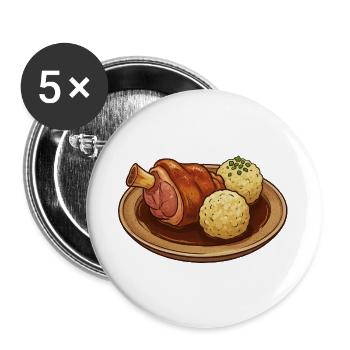 Schweinshaxe im Bratensud - Buttons groß 56 mm (5er Pack) - Weiß - Vorne