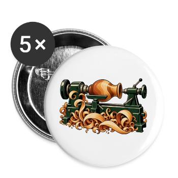 Vase nimmt Gestalt auf einer Drehbank an - Buttons groß 56 mm (5er Pack) - Weiß - Vorne