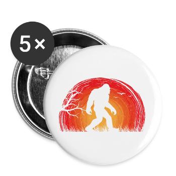 Retro Sunset Bigfoot Vintage Yeti Forest Trees - Buttons groß 56 mm (5er Pack) - Weiß - Vorne