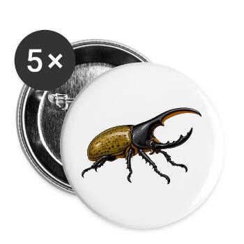 Herkuleskäfer Dynastes hercules - Buttons groß 56 mm (5er Pack) - Weiß - Vorne