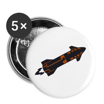Raumschiff Rakete Silhouette - Buttons groß 56 mm (5er Pack) - Weiß - Vorne