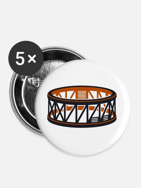 Raketenbasis Startrampe Grafik - Buttons groß 56 mm (5er Pack) - Weiß