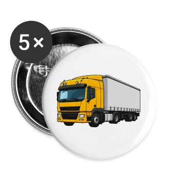 Gelber Lastwagen Illustration - Buttons groß 56 mm (5er Pack) - Weiß - Vorne