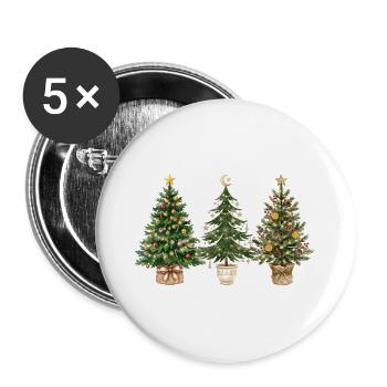 Dreifache Festtags-Tanne - Buttons groß 56 mm (5er Pack) - Weiß - Vorne