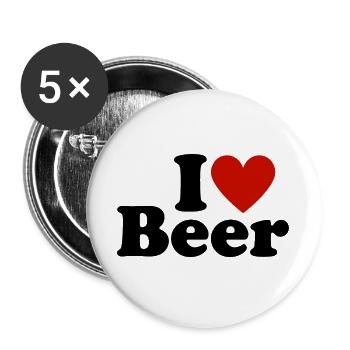 Ich liebe Bier - Buttons groß 56 mm (5er Pack) - Weiß - Vorne