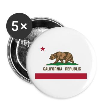 California Republic Flagge Bär Kalifornien USA - Buttons groß 56 mm (5er Pack) - Weiß - Vorne