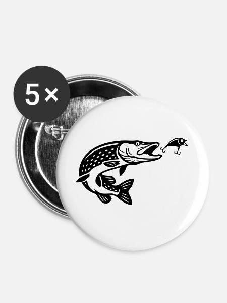 Hecht Angelkoeder Grafik - Buttons groß 56 mm (5er Pack) - Weiß