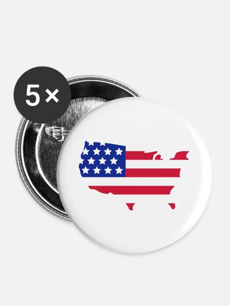 Stars and Stripes of USA, United States of America - Buttons large 2.2''/56 mm (5-pack) - white