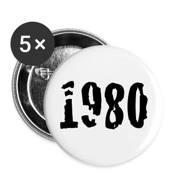 1980 - Buttons groß 56 mm (5er Pack) - Weiß - Vorne