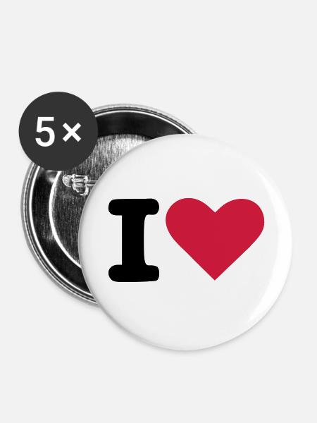 i love - Buttons groß 56 mm (5er Pack) - Weiß