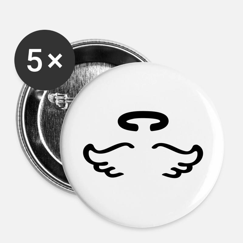 symbole de Ange - Lot de 5 grands badges (56 mm) - blanc