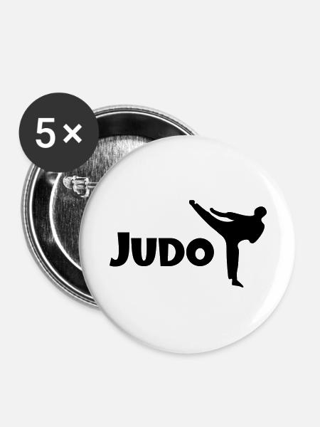 judo - Buttons groß 56 mm (5er Pack) - Weiß