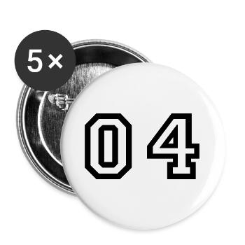 Nummer - 04 - Null vier - Buttons groß 56 mm (5er Pack) - Weiß - Vorne