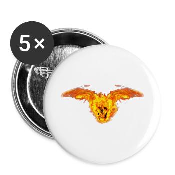 Fire skull - Lot de 5 grands badges (56 mm) - blanc - Devant