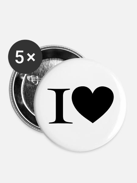 I love - Buttons groß 56 mm (5er Pack) - Weiß