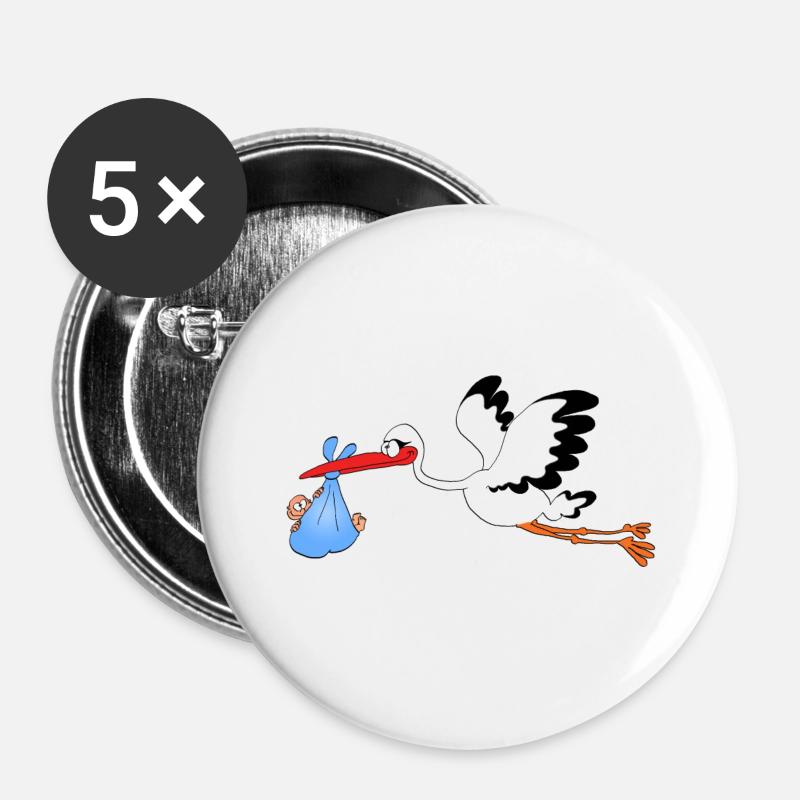Storch - Buttons groß 56 mm (5er Pack) - Weiß