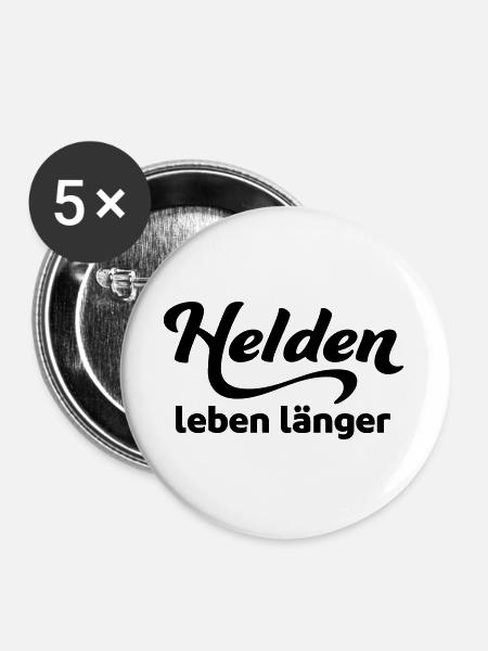 helden - Buttons groß 56 mm (5er Pack) - Weiß