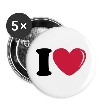 I_love - Lot de 5 grands badges (56 mm) - blanc - Devant