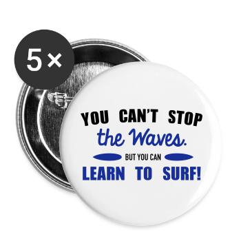 Learn to surf - Buttons large 2.2''/56 mm (5-pack) - white - Front