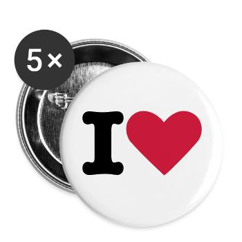 lieben ich - Buttons groß 56 mm (5er Pack) - Weiß - Vorne