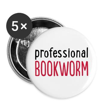 Bookworm - Buttons groß 56 mm (5er Pack) - Weiß - Vorne