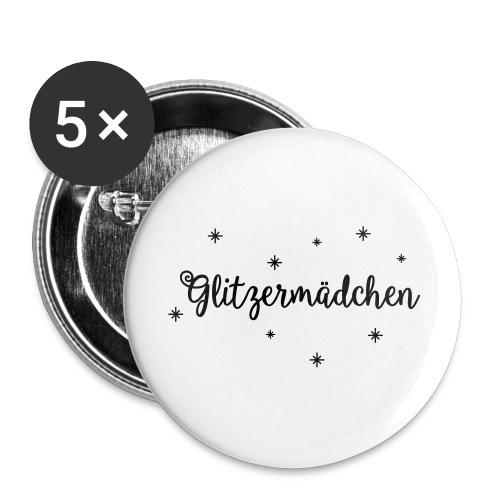 Glitzermädchen - Buttons groß 56 mm (5er Pack)