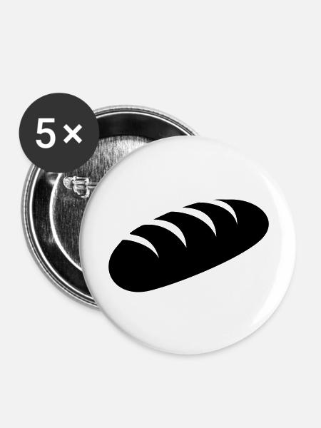 Brotlaib - Buttons groß 56 mm (5er Pack) - Weiß