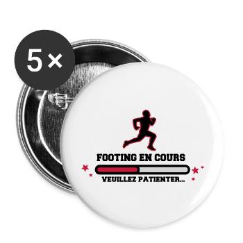 FOOTING EN COURS - Lot de 5 grands badges (56 mm) - blanc - Devant