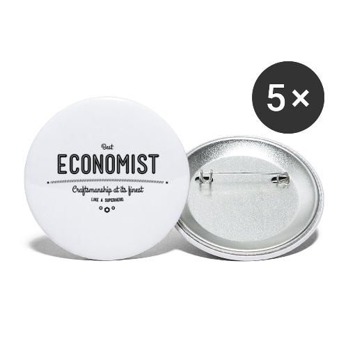 Bester Ökonom - wie ein Superheld - Buttons groß 56 mm (5er Pack)