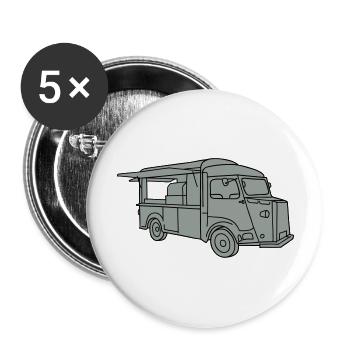Imbisswagen Foodtruck 2 - Buttons groß 56 mm (5er Pack) - Weiß - Vorne