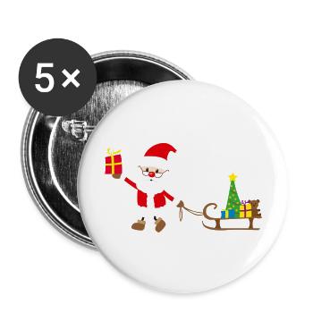 Weihnachtsmann - Buttons groß 56 mm (5er Pack) - Weiß - Vorne